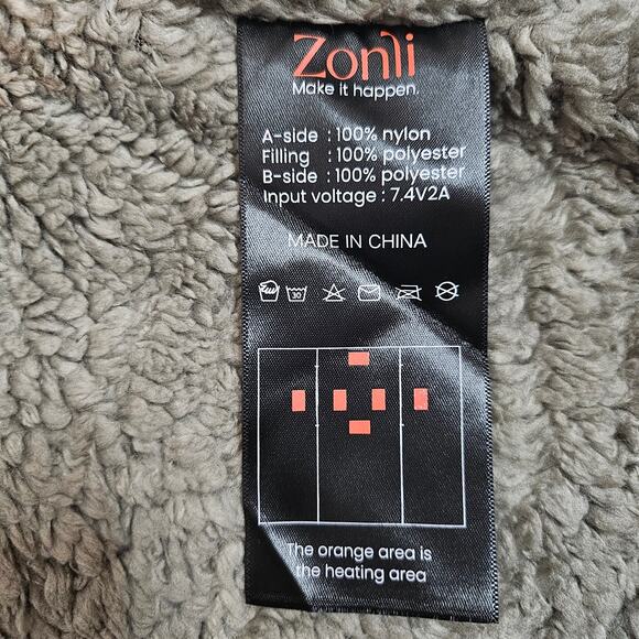 ZonLi 7.4 V Heated Wearable Blanket with Belt Black Outer Gray Sherpa Lined - Picture 9 of 13